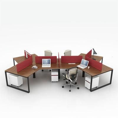 High Quality Metal Leg V Shape 6 Person 120 Degree Office Desk for USA Market