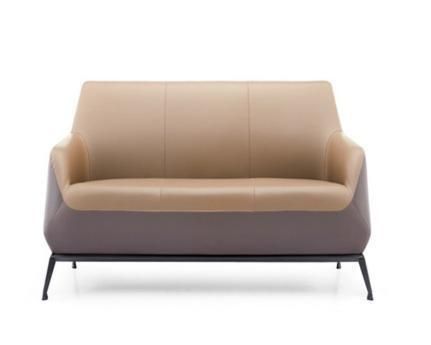 Foshan Modern Genuine or PU Leather Customized Aluminum Chromed Leg Visitor Lounge Office Sofa