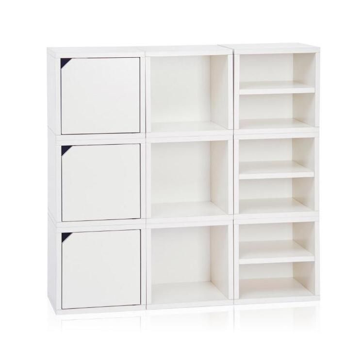 Large Size Wood Bookshelf, Three Color Bookcase with Three Layers