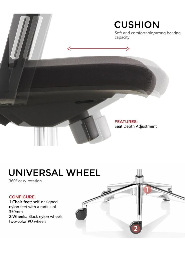 Top Fashion Fixed Wheel Conference Supplier Mesh Comfort Ergonomic Staff Office Chair