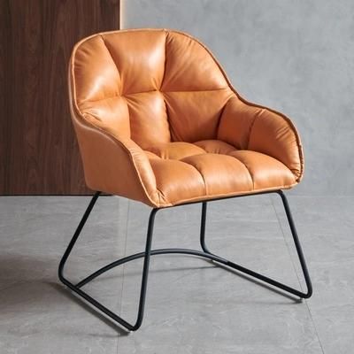 Grey Leather Leisure Chair Mini Lounge Chair with Wood Legs