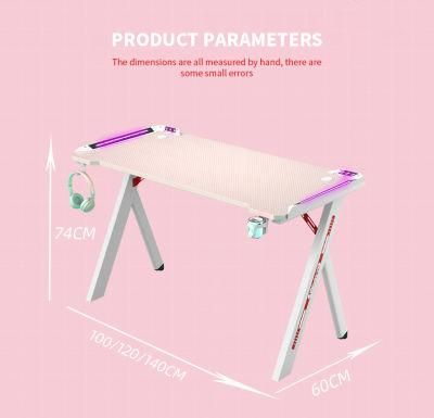 Elites Pink Series Customize Logo Gaming Desk with RGB Light E-Sports Computer Table