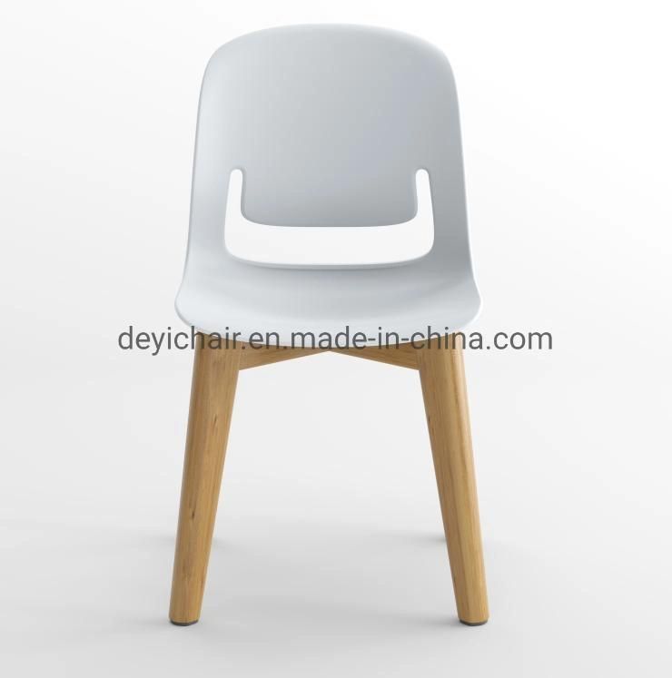 White Color Plastic Shell Seat Cushion Optional Plywood 4 Legs Frame Stool Chair