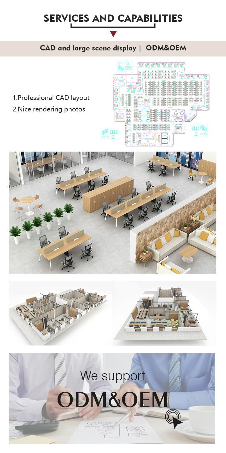 60mm Thickness Office Workstation Partitions Curved Office Desk