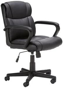 Office Star Furniture Padded Armrests Black Eco Leather Sled Base Visitors Chair (LSA-030)