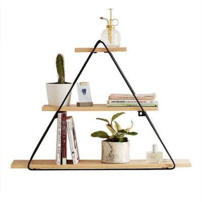 Wrought Iron Triangle Shelf Bedroom Creative Wall Hanging Decorative Shelf 0587