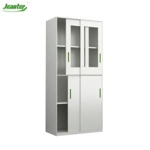 Steel Metal Cupboard Low Filing Cabinet with Sliding Glass Door