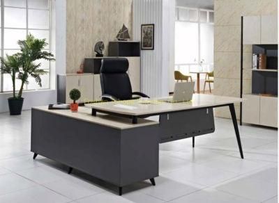 Elegant Oak Iron Leg Melamine Executive Office Furniture Desk