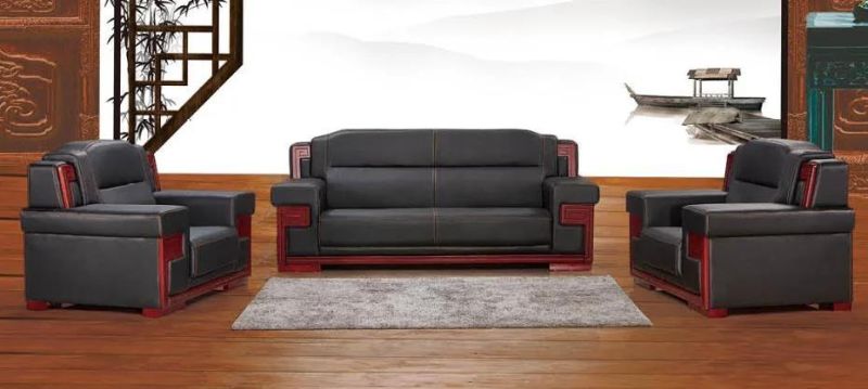 Setting Room Furniture Luxury Brown Black Leather Boss Executive Office Sofa