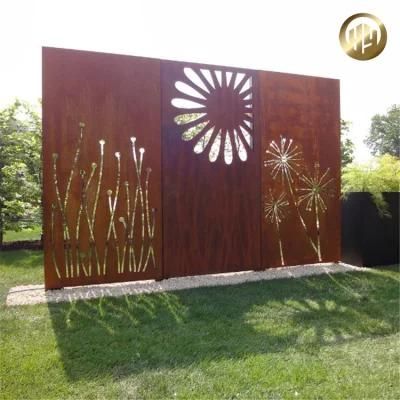 Rectangular Corten Steel Room Divider Metal Rusty Screen/ Fence Panel