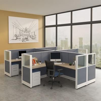 Foshan Furniture Manufacturer Modern Style Small Private Aluminum Partition 4 Person Office Cubicle with Pedestals