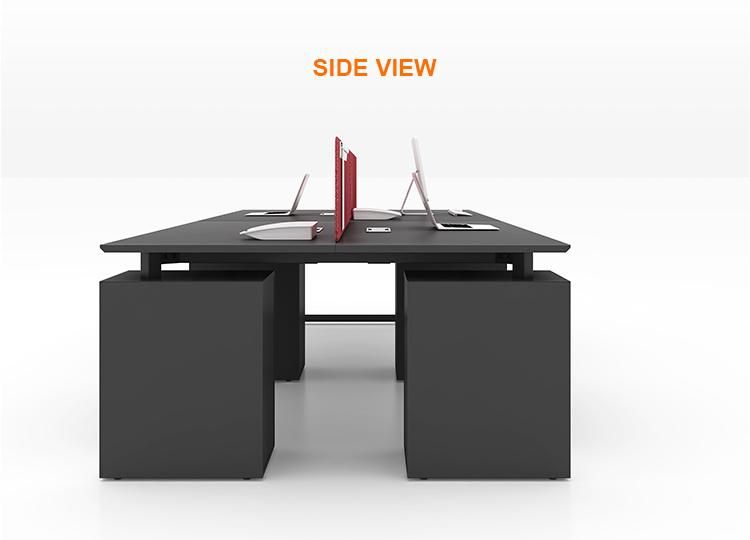 High Quality Standard Size New Type Office Furniture Modern 4 Person Office Desk Workstation with Fixed Wooden Pedestal