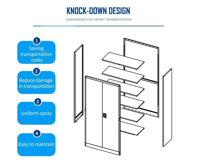 Office Furniture Kd Structure 2 Door Lockable School Office Steel File Cabinet Metal Storage Cupboard