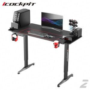 Icockpit Customized Black Color Single Motor Electric Stand up Adjustable Gaming Desk with Extension Storage Stand