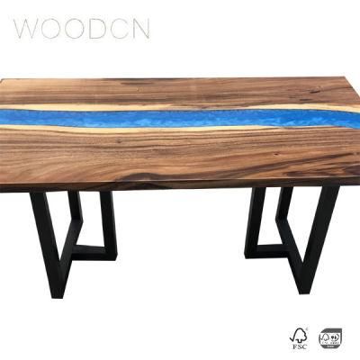 Solid Walnut Wood Resin River Dining Table/Office Desk Top