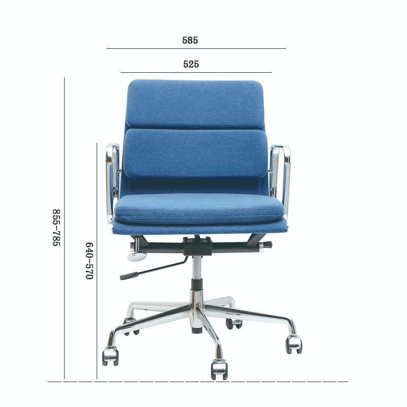 Ribbed Middle Back Classic Leather Seating Ea Style Pleated Conference Executive Manager Aluminum Home Office Swivel Office Chair