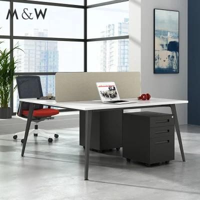 Standard Size Modern Design General Use Modular 2 Seater Office Desk Workstation with Pedestal and Desk Screen