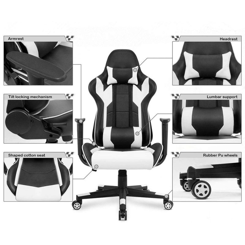 Factory Wholesale Leather Gaming Chair Computer Reclining Gamer Chair with Footrest