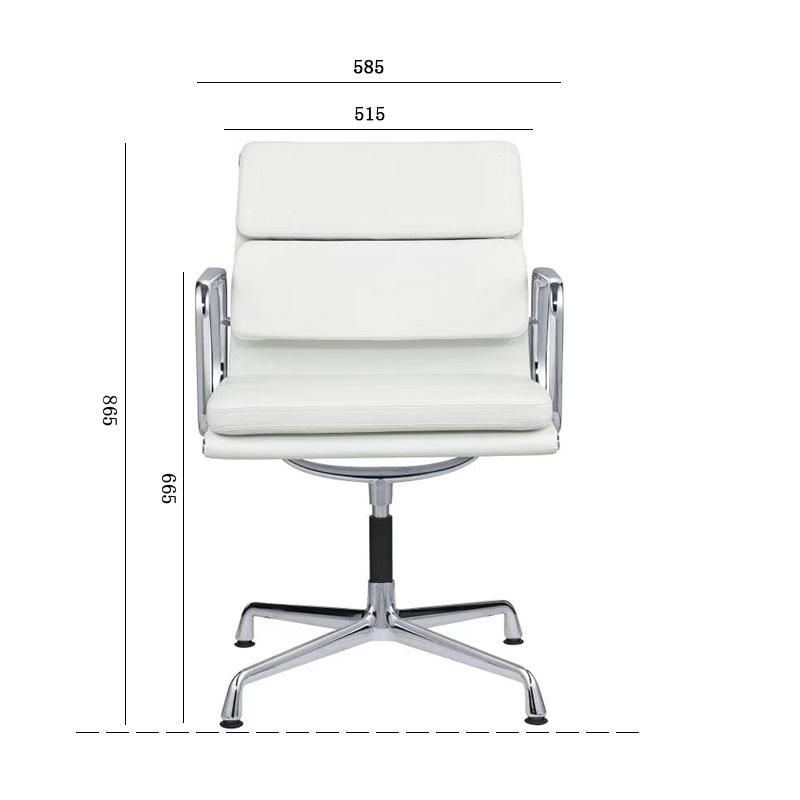 Classic Leather Seating Pleated Middle Back Ea Style Ribbed Conference Executive Manager Aluminum Home Office Swivel Office Chair