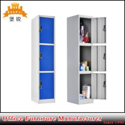 3 Tier Layer Colorful Hotel Steel Clothes Storage Locker Wardrobe with Key Lock