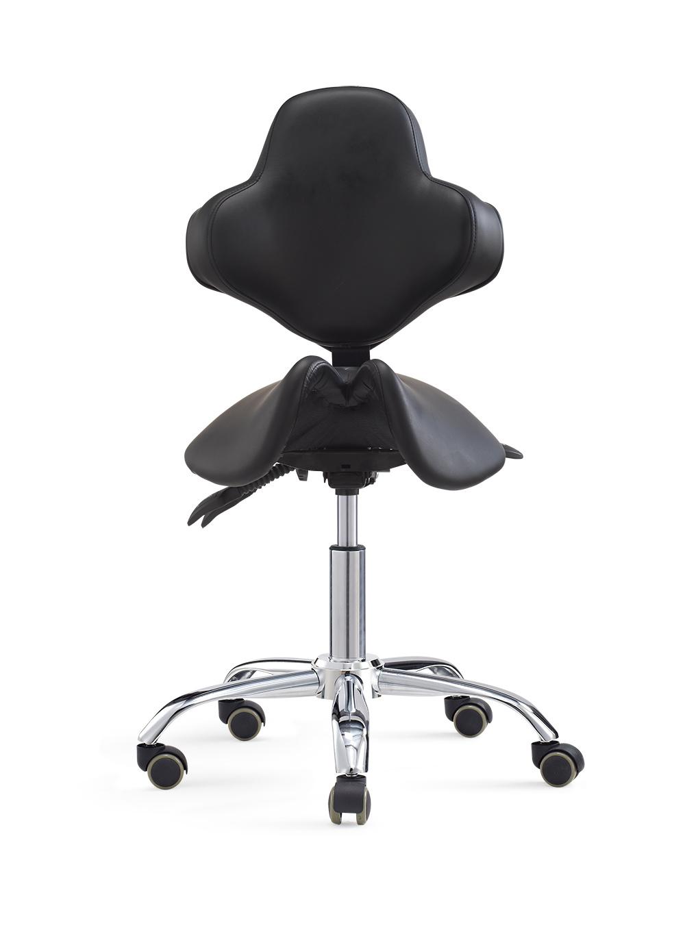 Rolling Saddle Stool with Backrest Height Adjustable Ergonomic Design Office Chair with Wheels for Beauty Salon Medical