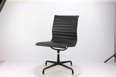 Black Genuine Leather Seating Aluminum Alloy Frame Style Chair