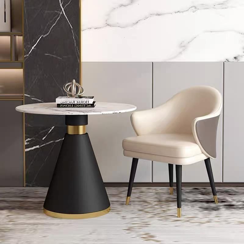 Marble Small Squaretable Business Light Luxury Black Gold Milk Tea Shop Table Leisure Rock Board Balcony Negotiation Table