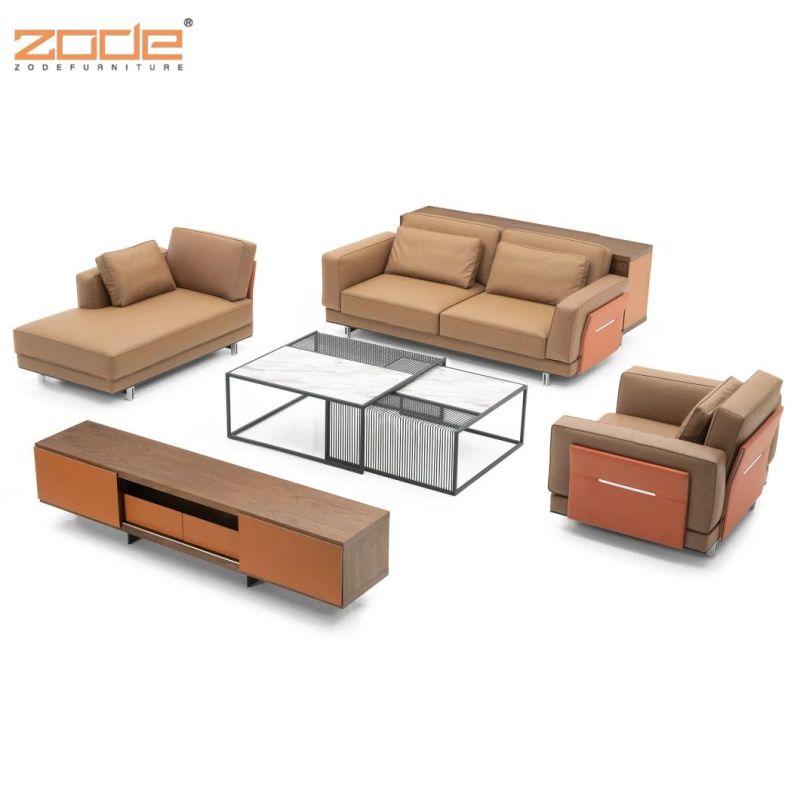 Zode Modern Home/Living Room/Office Furniture Design L Shape Extra Leather Couch Sectional Sofa Set