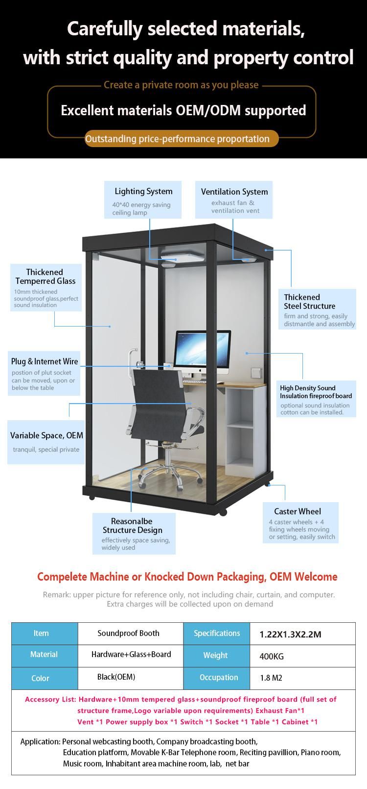 Top Quality Mini Soundproof Mobile Privacy Pods Office Phone Booth