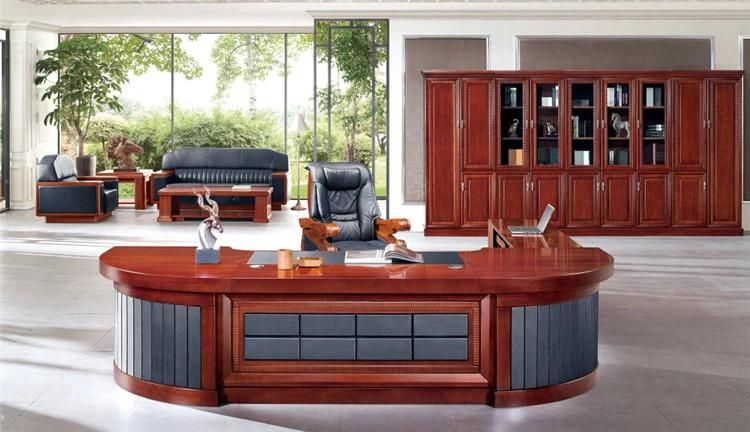 Traditional L Shape Office Table Luxury Wooden Executive Boss Office Table