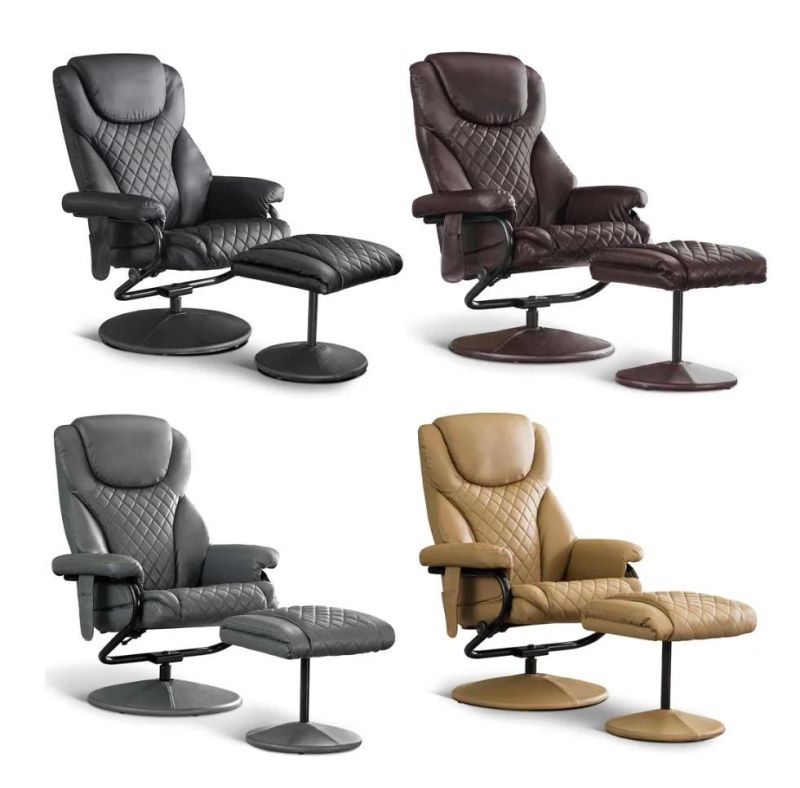 Black Revolving Reclining Leisure Chair Lounge Chair with Fixed Arms