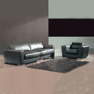 Top Cow Leather Office Sofa /Reception Sofa with Stainless Steel Base