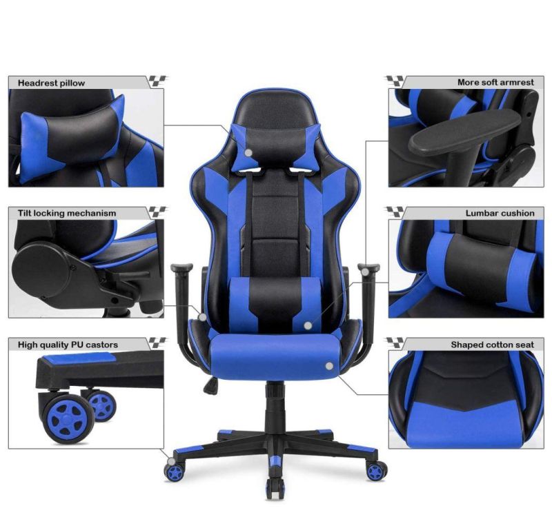 Scorpion Racing Computer Massage PU Leather Gaming Chair