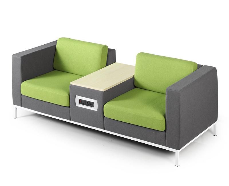 High Density Foam Waiting Room USB Charging Leisure Sectional Fabric Sofa Office Booth