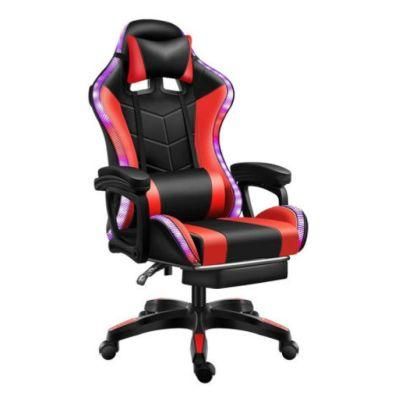 Modern LED PU Leather Computer Racing Gaming Chair with Footrest