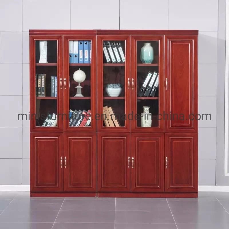 (MN-FC021) School Office Two Doors Storage Wood and Glass Filing Cabinet