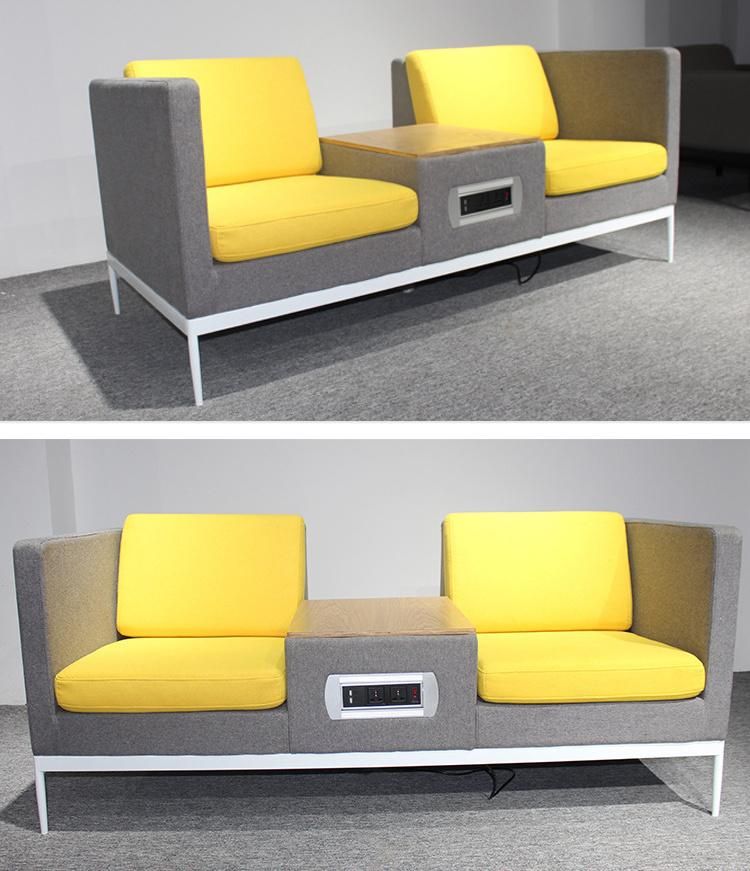 High Density Foam Waiting Room USB Charging Leisure Sectional Fabric Sofa Office Booth