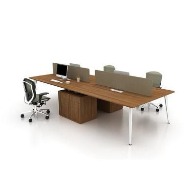 Industry Style Office Table Design Steel Frames Parts White 4 Person Office Desk Modern for Staff Workstation