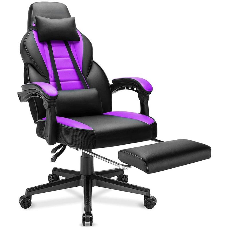 Blue Comfortable Ergonomic Boss Game Chair with Footrest
