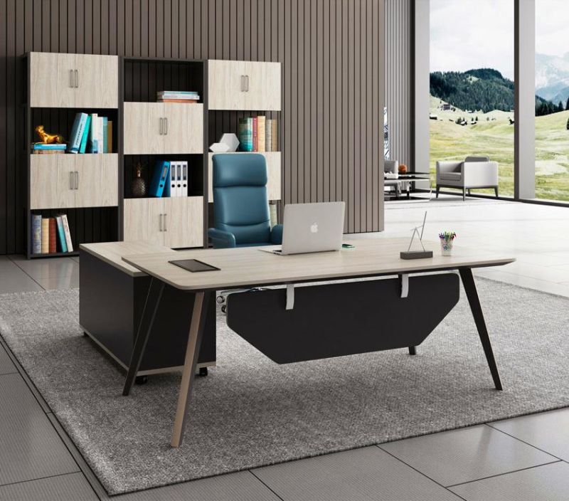 Flexible Modern Melamine Executive Office Desk with Mobile Pedestal