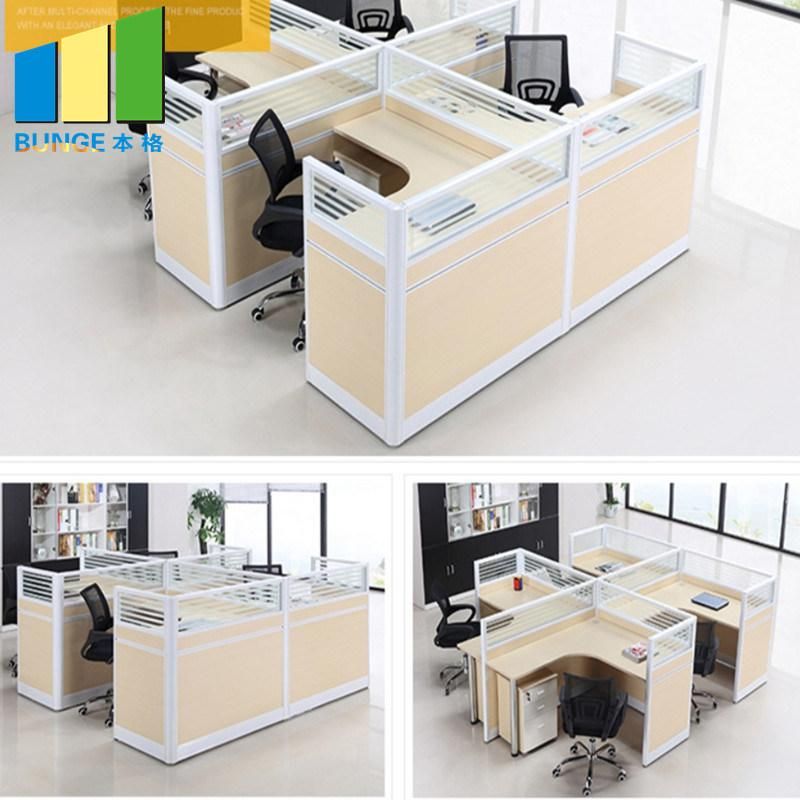 Modern Office Table Tops Office Wood Furniture 4 Person Workstations