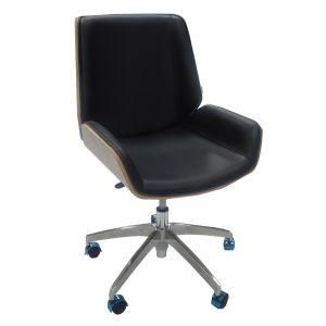 Classic Adjustable Office Desk Chair Wooden Fabric Luxury Middle Back Office Chair MID-Back Ergonomic Executive Conference Chair
