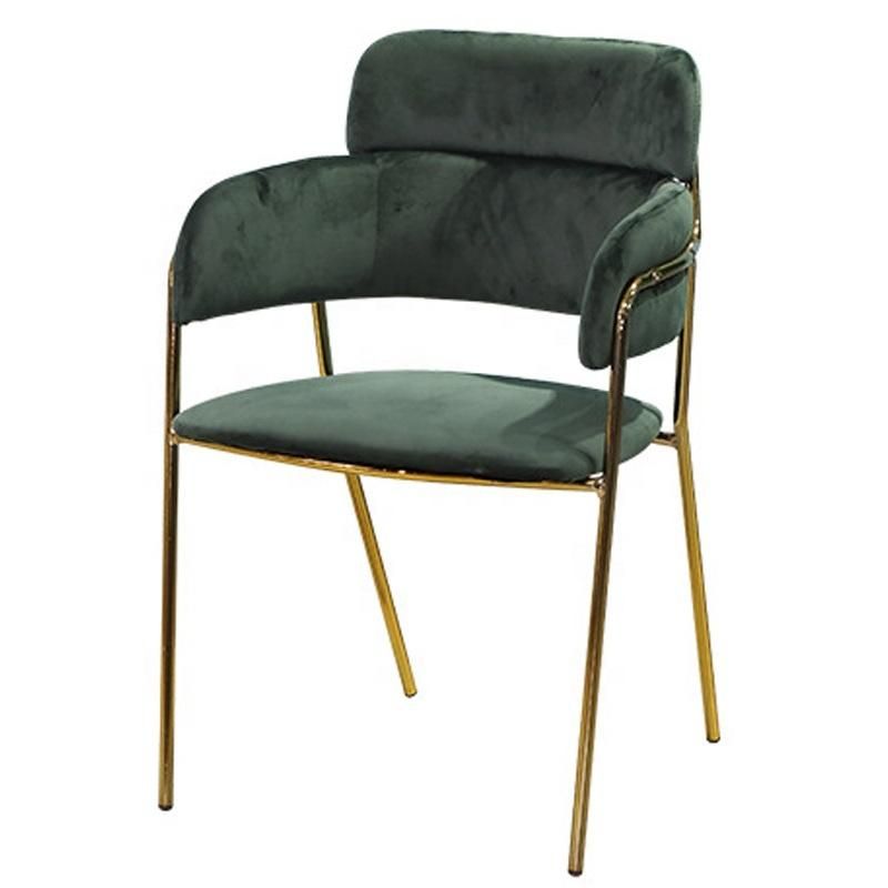 Factory Sale Dining Chair Fabric Seat and Metal Legs Chairs