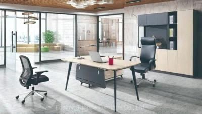 Fashion Oak Iron Leg Melamine Computer Boss Office Furniture Table