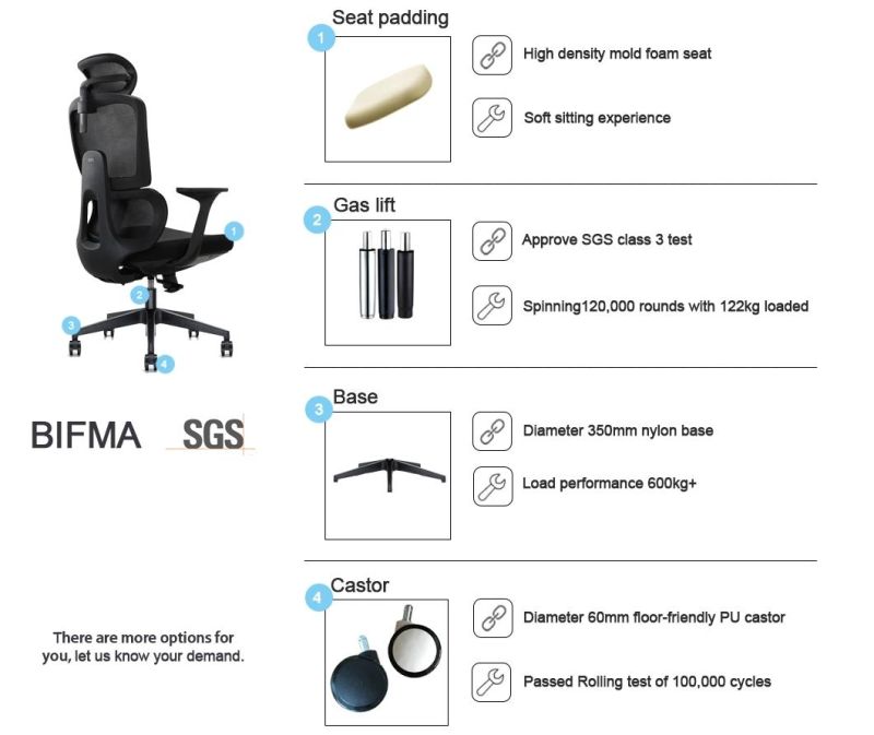 3 Position Locking Mechanism Unfolded Mesh Chair Work From Home