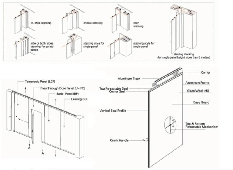 Banquet Hall Acoustic Panel Movable Partition Walls / Sliding Folding Partitions