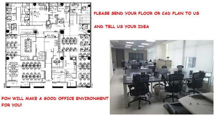 Office Furniture 4 Station Cubicle Desk Partition System with Special Screens Foh-R2814-B