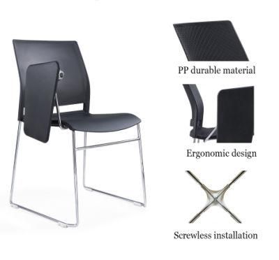 High Quality Fixed Base Ergonomic School Plastic Chair with Writing Pad