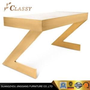 Modern Office Furniture Golden Metal Desk with Two Drawers