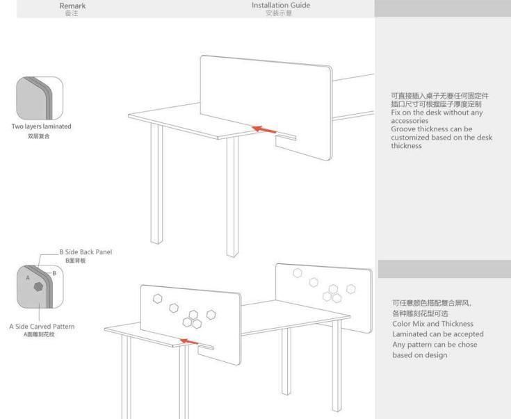 High Quality New 800*398*30R mm office partition No Accessories Screen